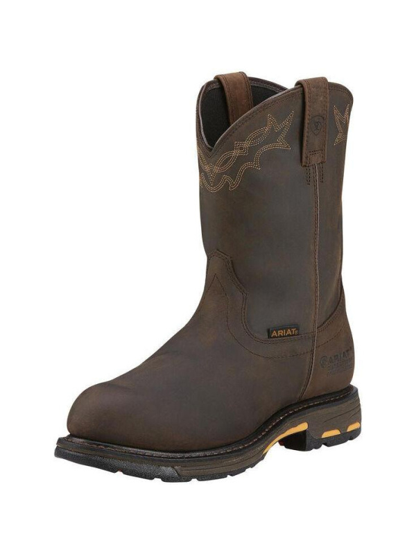 Ariat Men's WorkHog 10" Comp Toe WP Western Work Boot - Oily Brown - 10001200