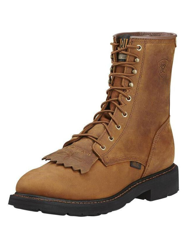 Ariat Men's Cascade 8" Soft Toe Lace Up Western Work Boot- Aged Bark- 10002418