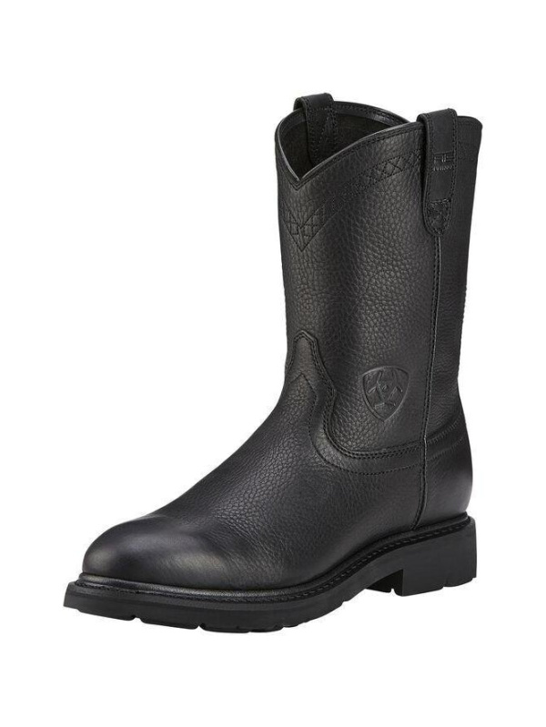 Ariat Men's Sierra 10" Soft Toe Pull-On Western Work Boot - Black - 10002422
