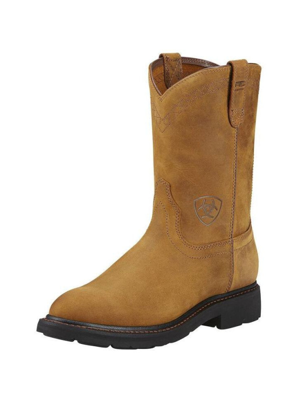 Ariat Men's Sierra 10" Soft Toe Pull-On Western Work Boot- Aged Bark- 10004986