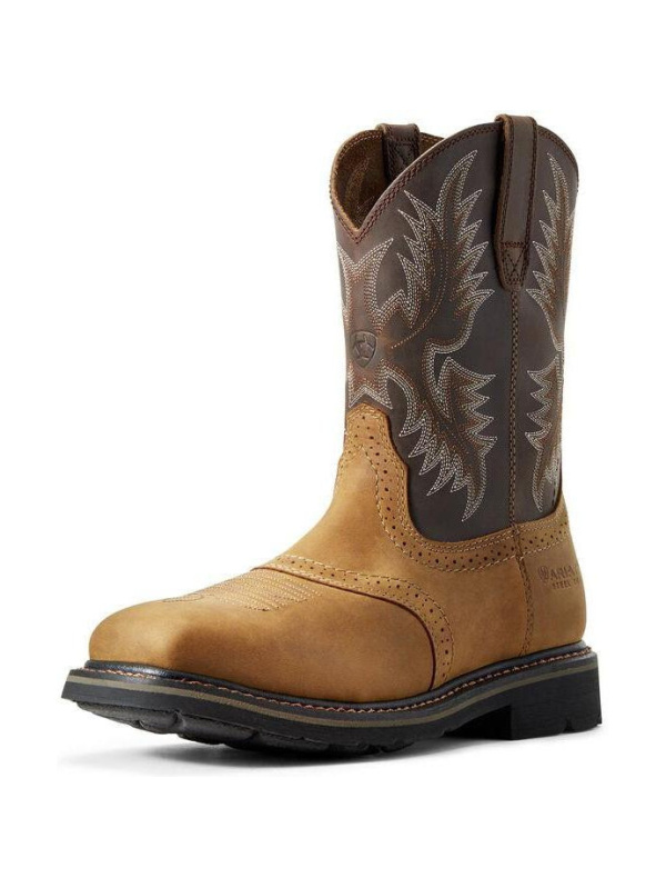 Ariat Men's Sierra 10" Wide Square Steel Toe Western Work Boot- Bark- 10010134
