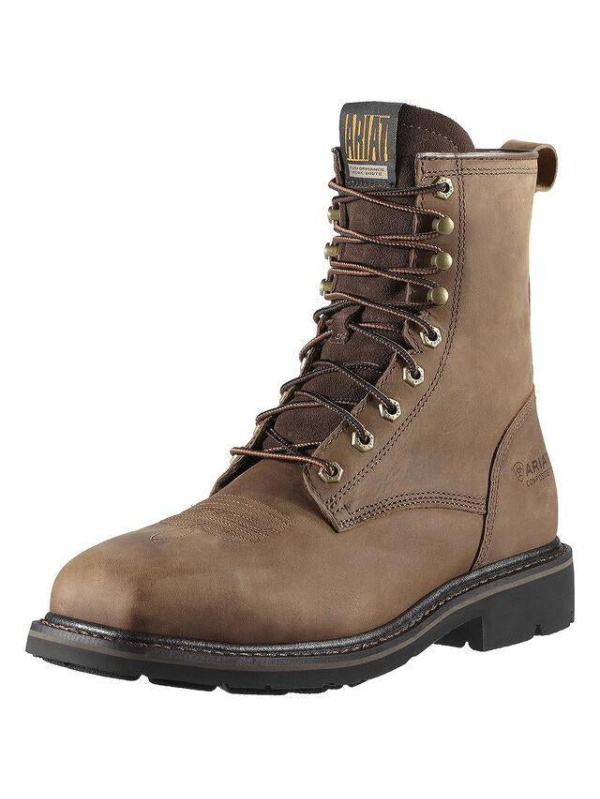 Ariat Men's Cascade 8" Wide Steel Toe Western Work Boot- Brown - 10011917