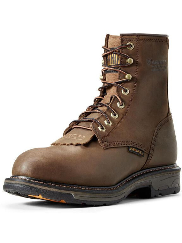Ariat Men's WorkHog 8" Comp Toe WP Western Work Boot - Oily Brown - 10011943