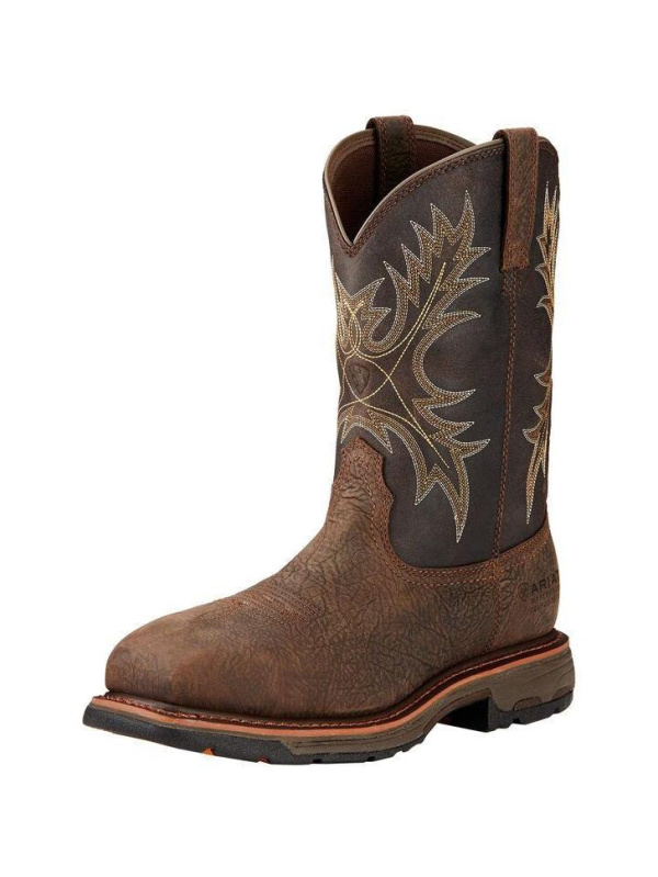 Ariat Men's WorkHog 11" Comp Toe WP Western Work Boot - Bruin Brown - 10017420