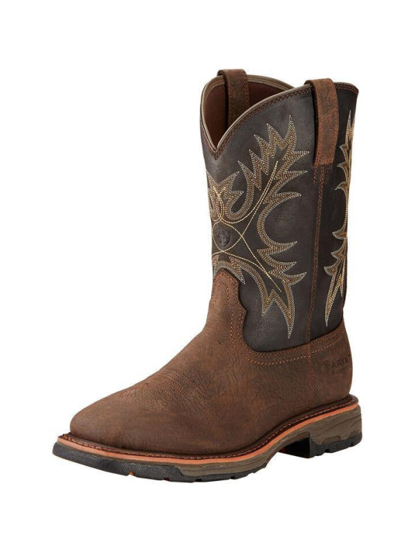 Ariat Men's WorkHog 11" Soft Toe Western Work Boot - Bruin Brown - 10017436