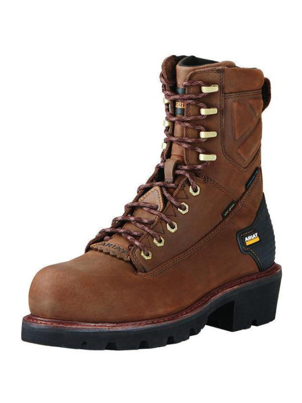Ariat Men's Powerline 8" Comp Toe WP 400g Logger Work Boot - Brown - 10018567