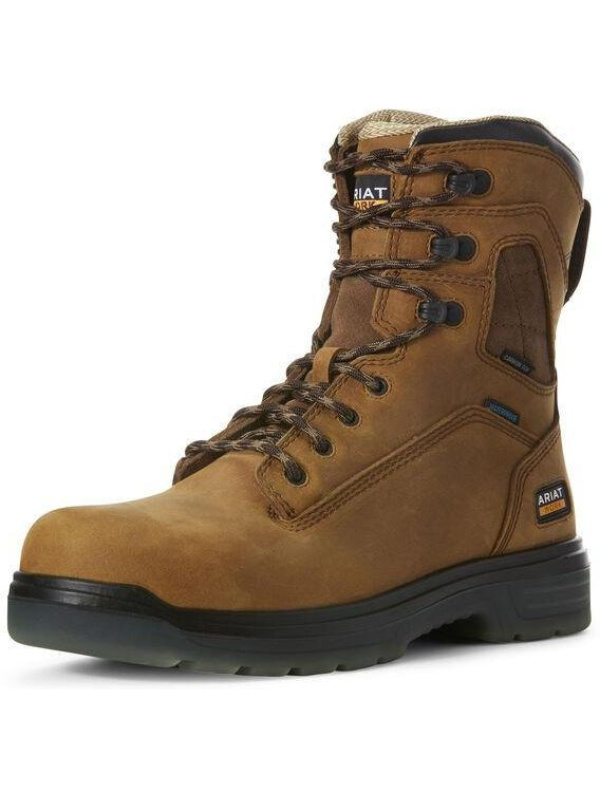Ariat Men's Turbo 8" Carbon Toe WP Lace Up Work Boot - Bark - 10027326