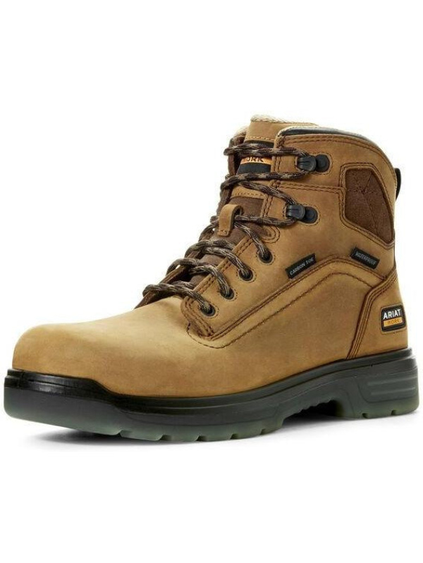 Ariat Men's Turbo 6" Carbon Toe WP Work Boot - Aged Bark - 10027335