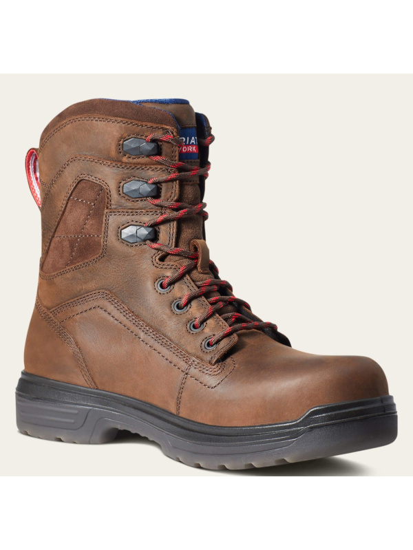 Ariat Men's Turbo 8" Carbon Toe WP USA Assembled Work Boot - Brown - 10036737