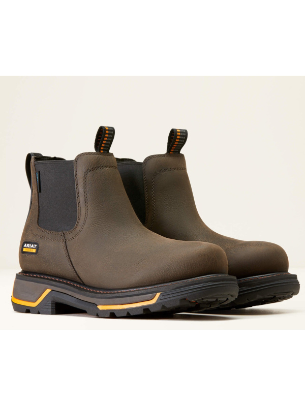 Ariat Men's Big Rig Chelsea Soft Toe WP Work Boot - Iron Coffee - 10042545