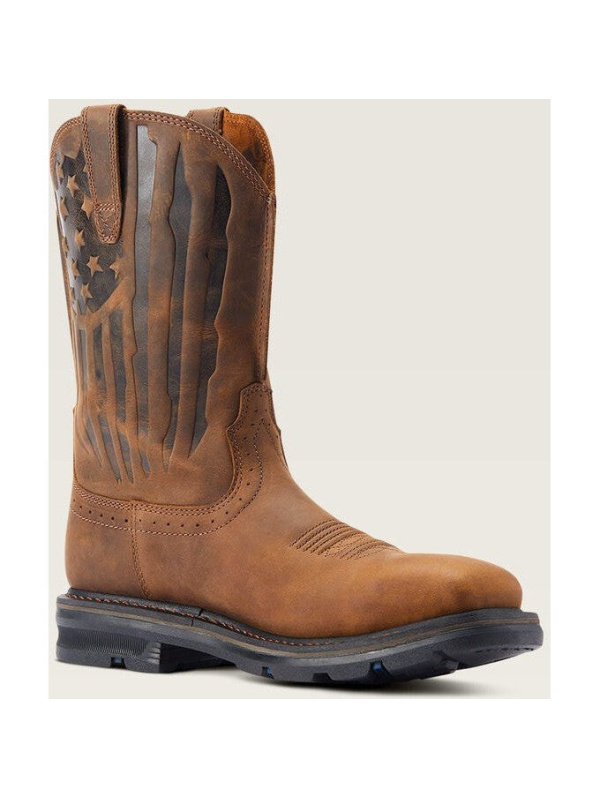 Ariat Men's Sierra Shock Shield Patriot ST Western Work Boot -Brown- 10044426