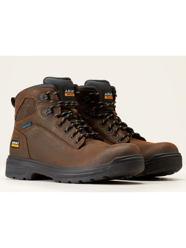 Ariat Men's Turbo 6" Soft Toe WP Work Boot - Rich Brown - 10046860