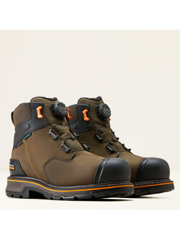 Ariat Men's Stump Jumper 6" Comp Toe WP BOA Work Boot- Coffee- 10048060