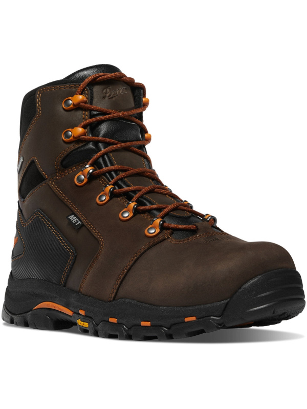 Danner Men's Vicious 6" Safety Toe WP Slip Resist Work Boot -Brown- 13880