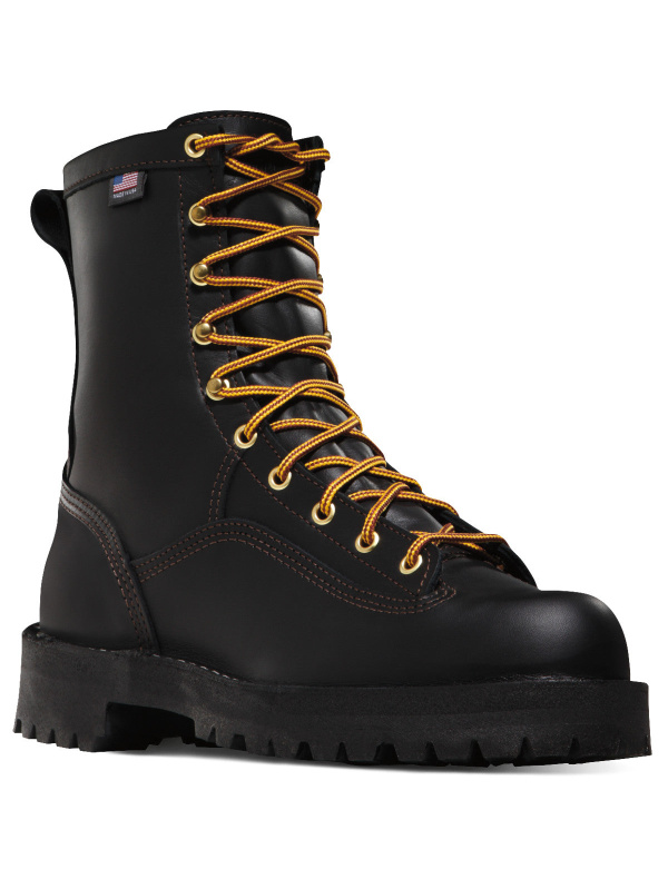Danner Men's Rain Forest USA Made 8" Soft Toe WP Work Boot Black 14100
