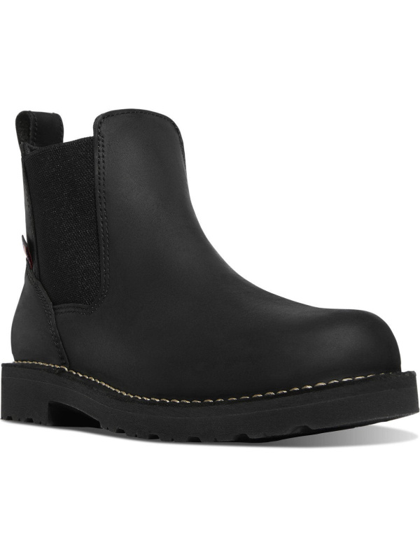 Danner Men's Bull Run 6" Plain Toe Chelsea Work Boot -Black- 15483