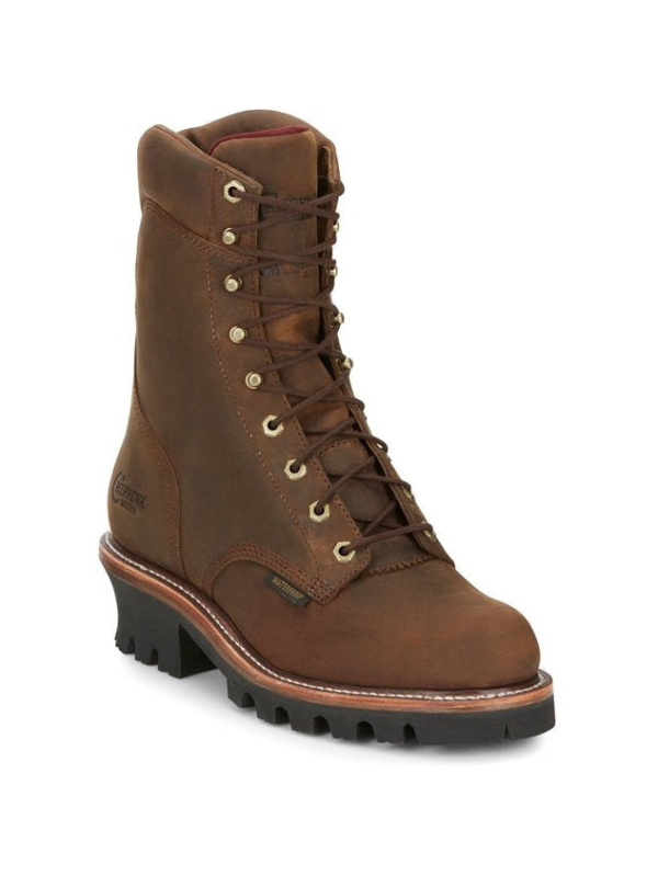 Chippewa Men's Super Dna 9" Plain Toe WP Lace Up Work Boot -Brown- 59408