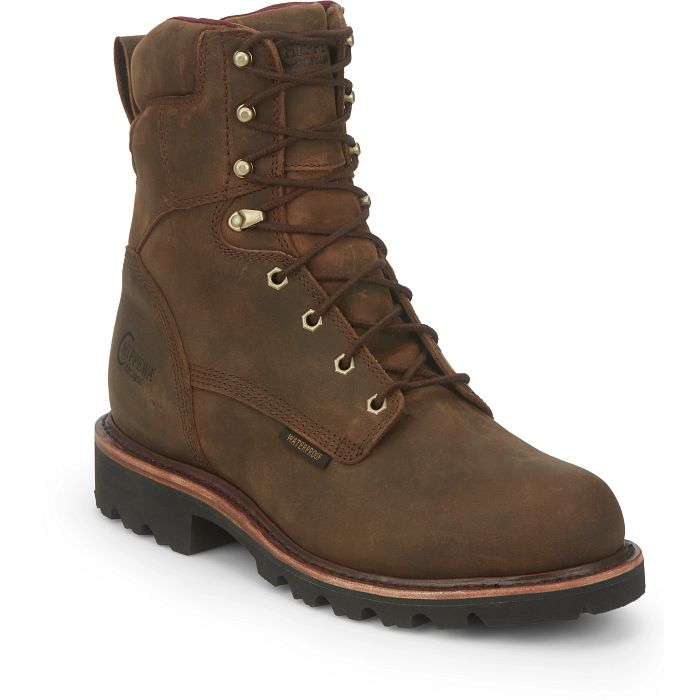 Chippewa Men's Super Dna 8" WP Lace Up Work Boot - Brown - 59416