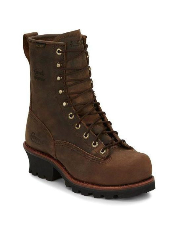 Chippewa Men's Paladin 8" Steel Toe WP Logger Work Boot- Brown- 73101