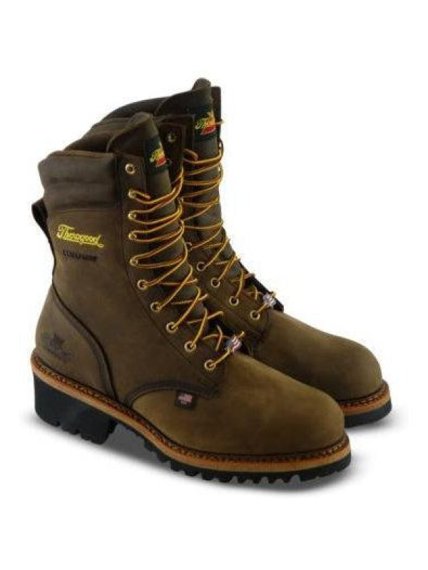 Thorogood Men's Logger 9" ST WP USA Made Work Boot - Brown - 804-3555