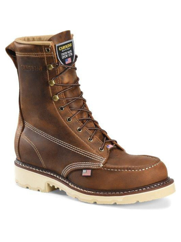 Carolina Men's Ferric USA Made 8" Steel toe Moc Toe Work Boot - Brown - CA7516