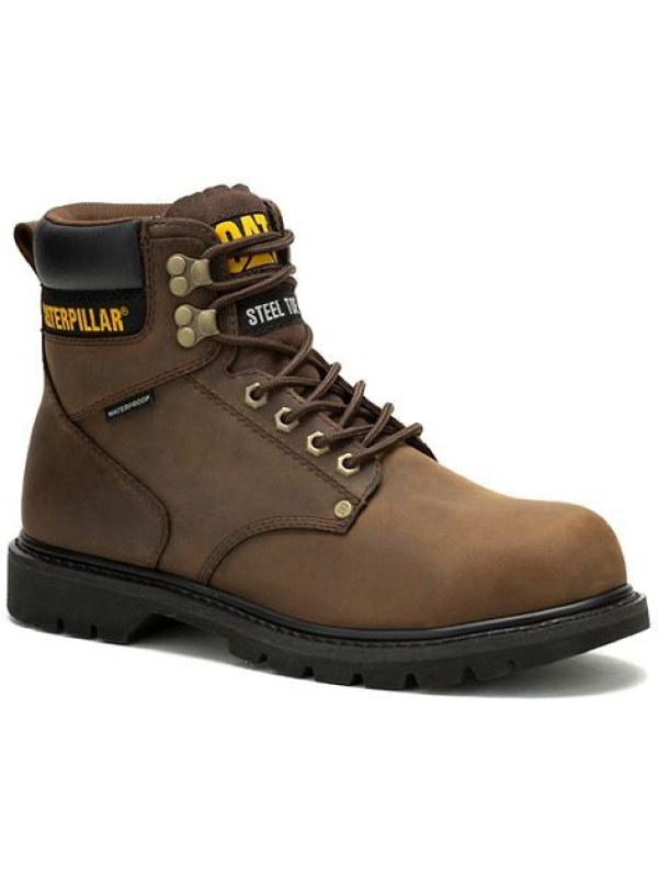 Cat Men's Second Shift Steel Toe WP Slip Resist Work Boot -Brown- P91660