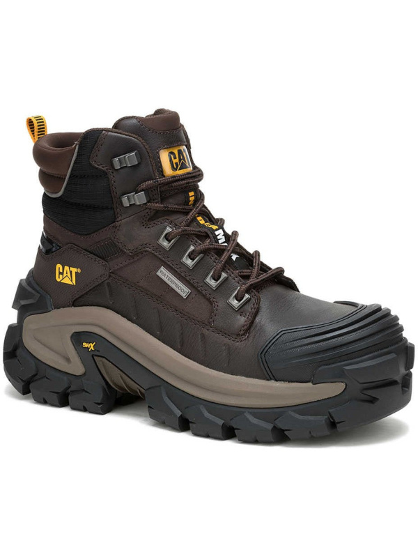 Cat Men's Invader Max Comp Toe WP Slip Resistant Work Boot -Coffee- P91729