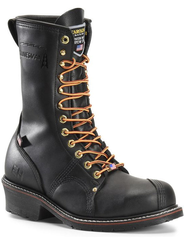 Carolina Men's USA Made Linesman 10" Soft Toe Slip Resist Work Boot -Black- 905