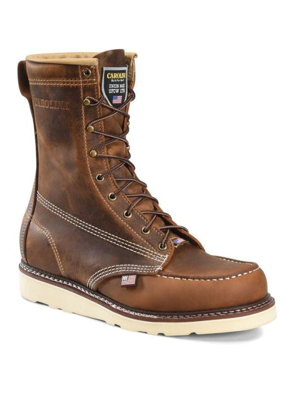 Carolina Men's Amp 8" Steel Toe USA Made Wedge Work Boot -Brown- CA8512