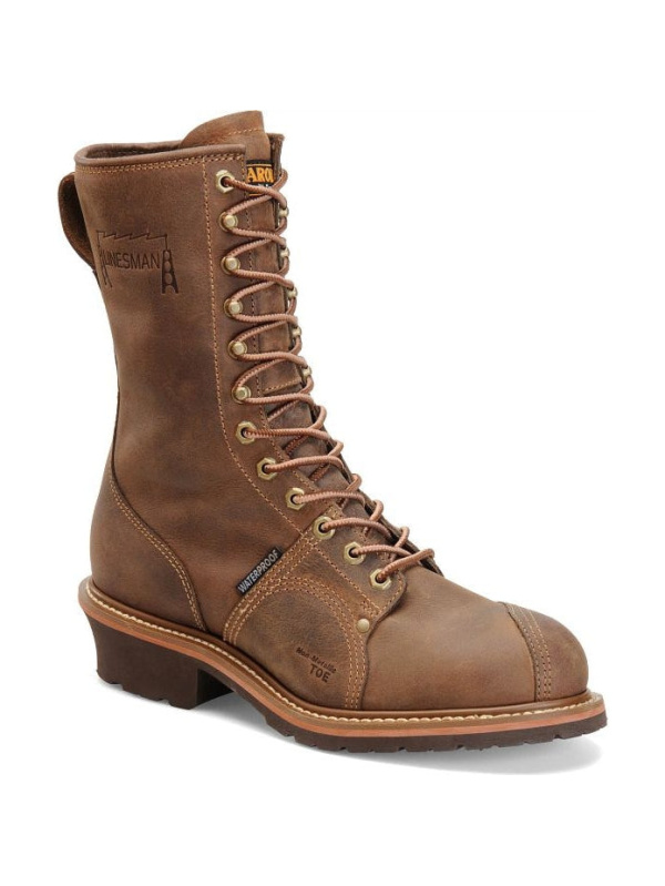 Carolina Men's Linesman 10" Soft Toe WP Slip Resist Work Boot -Brown- CA904
