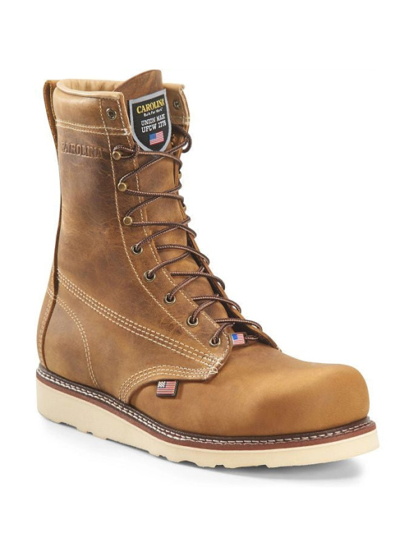 Carolina Men's Amp USA 8" Steel Toe Slip Resist Work Boot -Brown- CA7505