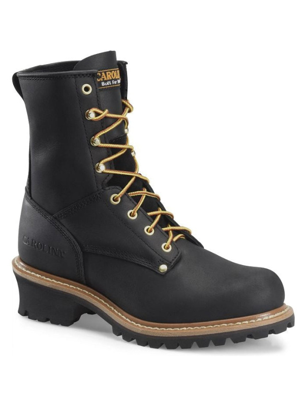 Carolina Men's Elm 8" Unlined Logger Slip Resist Work Boot -Black- CA825