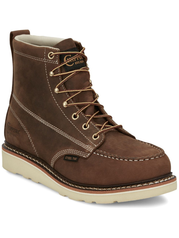 Chippewa Men's Edge Walker 6" Steel Toe Lace Up Work Boot -Brown- ED5321