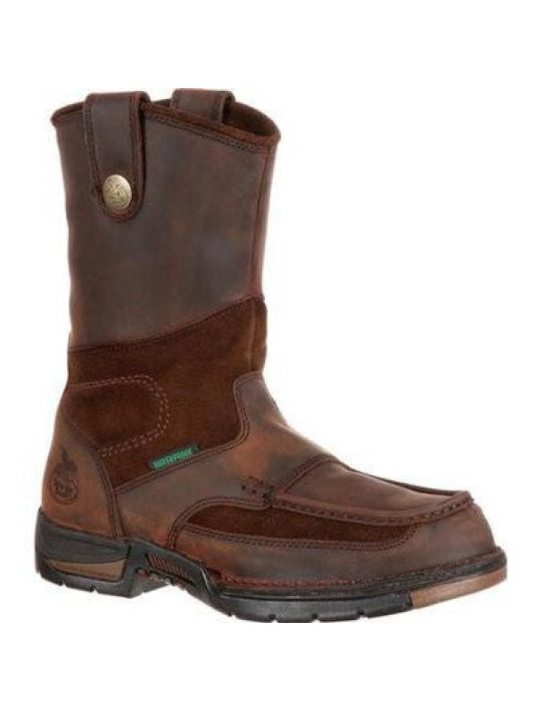 Georgia Men's Athens 10" Steel Toe WP Wellington Boot- Brown- G4603