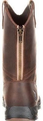 Georgia Men's Athens 11" Soft Toe Pull On Zipper Work Boot- Brown- GB00226 - Image 5