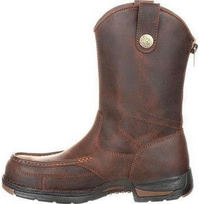 Georgia Men's Athens 11" Soft Toe Pull On Zipper Work Boot- Brown- GB00226 - Image 3