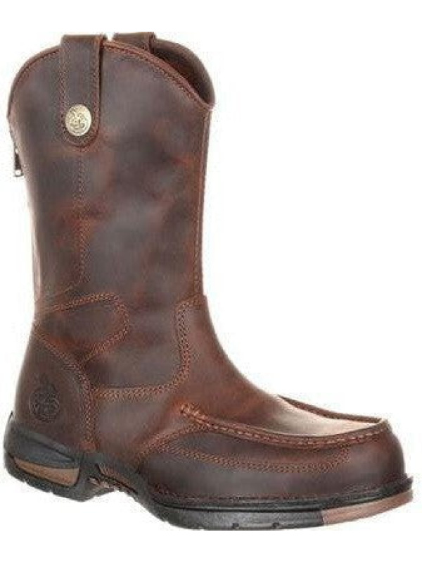 Georgia Men's Athens 11" Soft Toe Pull On Zipper Work Boot- Brown- GB00226