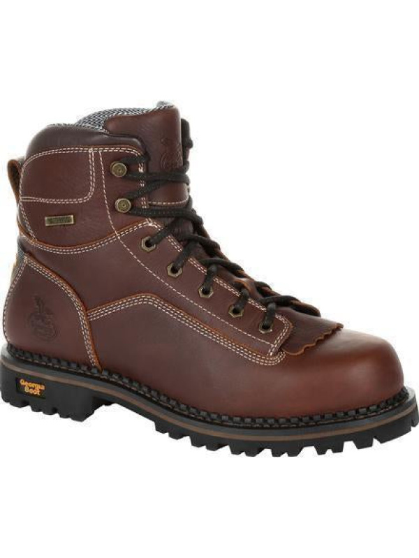 Georgia Men's Amp LT Low-Heel Logger 6" WP Work Boot - Brown - GB00270