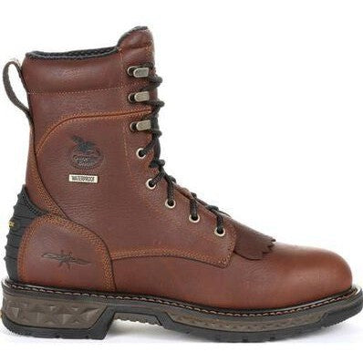 Georgia Men's Carbo Tec LT 8" Soft Toe WP Lacer Work Boot -Brown- GB00309 - Image 2