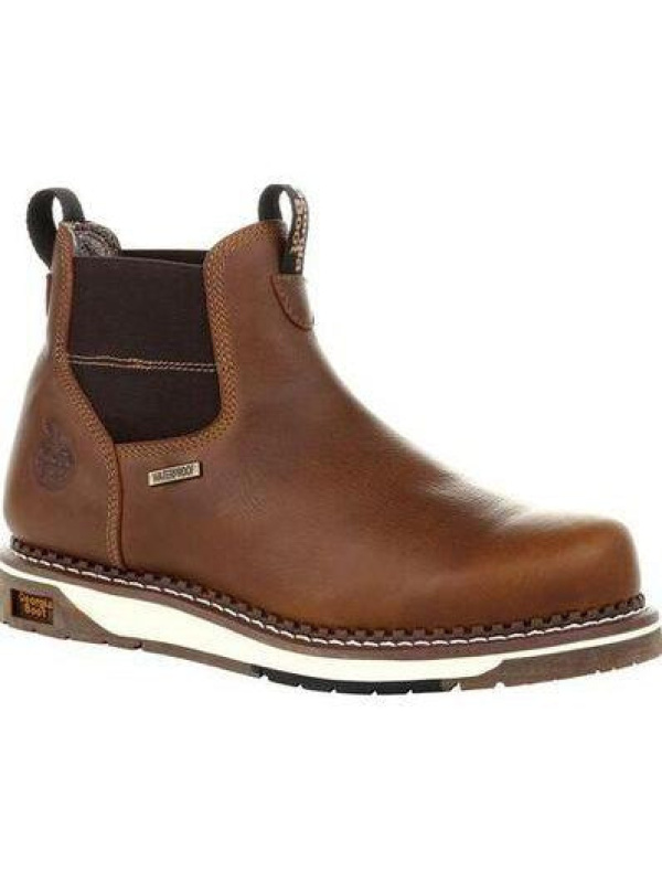Georgia Men's AMP LT Wedge Chelsea Steel Toe WP Work Boot - Brown - GB00353