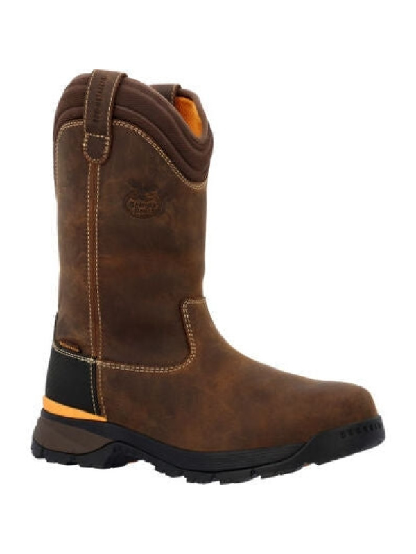 Georgia Men's TBD 11" Soft Toe WP Wellington Pull On Work Boot -Brown- GB00598