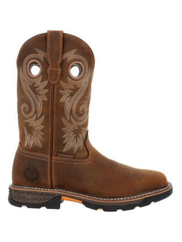 Georgia Men's Carbo Tec FLX 11" Soft Toe WP Pull On Work Boot- Brown- GB00649