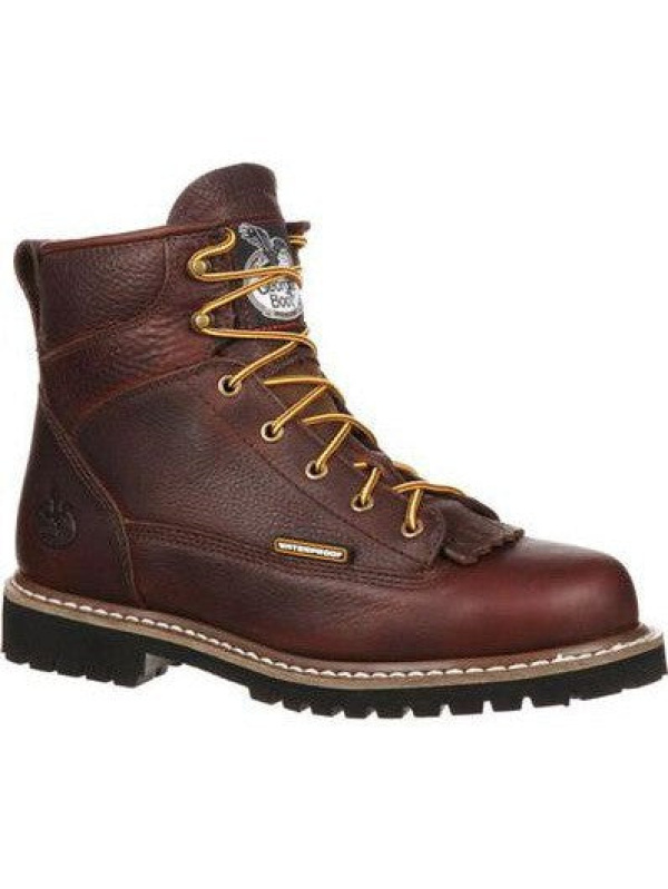Georgia Men's Logger 6" Soft Toe WP Lace-To-Toe Work Boot- Chocolate- GBOT052