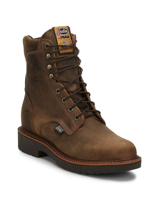 Justin Men's Blueprint 8" Lace Up USA Western Work Boot -Tan- 440