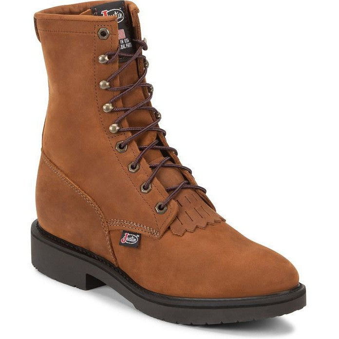 Justin Men's Conductor 8" Made in USA Work Boot - Hazel - 760 - Image 2