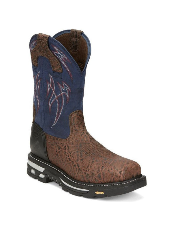 Justin Men's Frontline Hiviz 11" WP Comp Toe Western Work Boot -Brown- CR2153