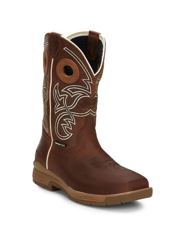 Justin Men's Nitread 11" Comp Toe WP Western Work Boot -Brown- CR3201