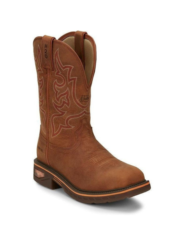 Justin Men's Resistor 11" Nano Comp Toe Western Work Boot -Brown- CR4016