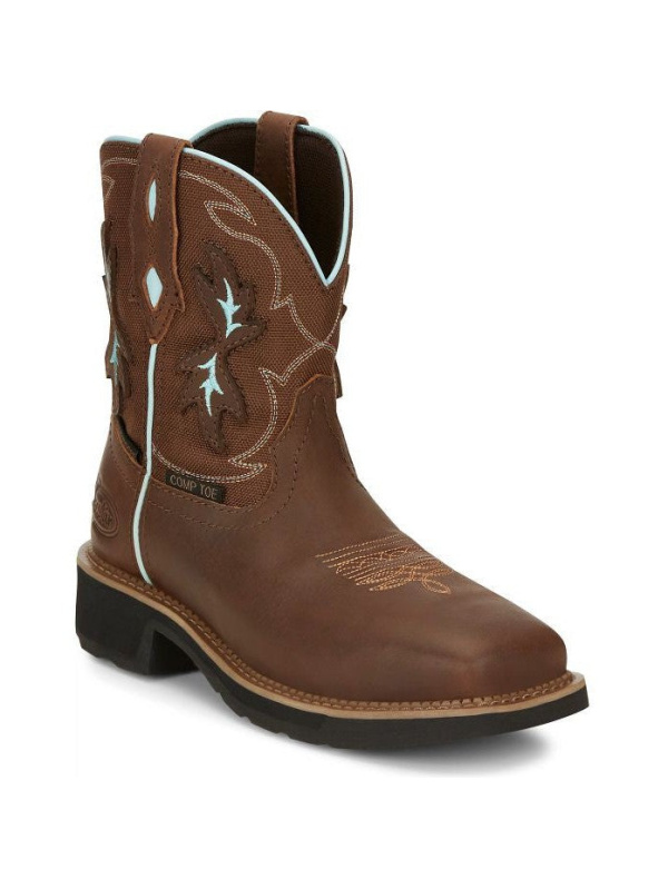 Justin Women's Chisel 8" Nano Comp Toe Western Work Boot -Brown- GY9960