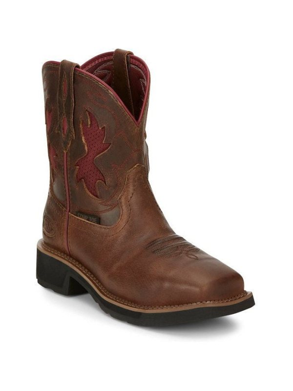 Justin Women's Lathey 8" Nano CT Western Work Boot -Brown- GY9962
